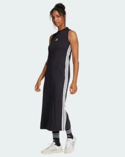 ADIDAS - VESTITINO SMANICATO 3 RIGHE ESSENZIALI NERO DA DONNA - JE1208
