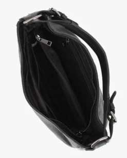 ALEX & CO - Borsa un manico nera con tasca posteriore e due tasche laterali, tracolla removibile - VERA PELLE -