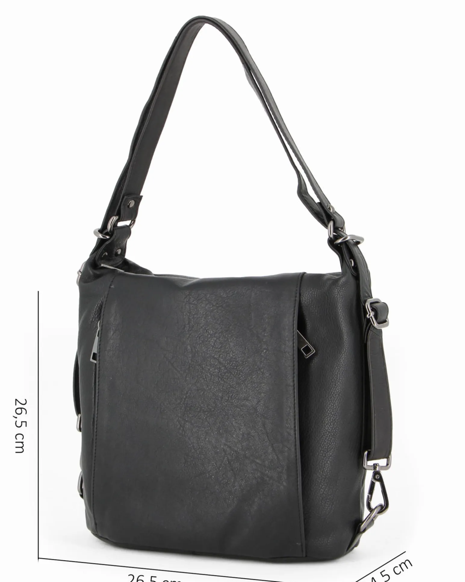 ALEX & CO - Borsa/zaino nero in VERA PELLE con doppia tasca frontale