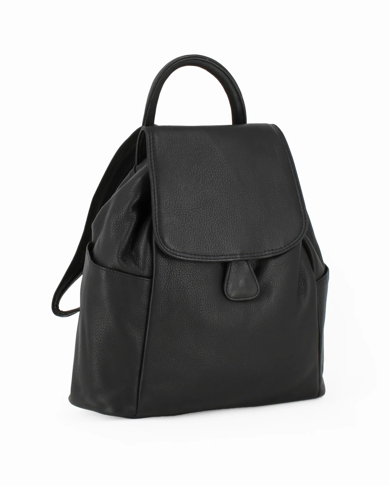 ALEX & CO - Zaino nero in VERA PELLE con coulisse e patta