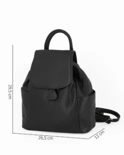 ALEX & CO - Zaino nero in VERA PELLE con coulisse e patta