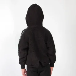 AMERICAN RAP - FELPA PELLICCETTA NERA CON ZIP E CAPPUCCIO