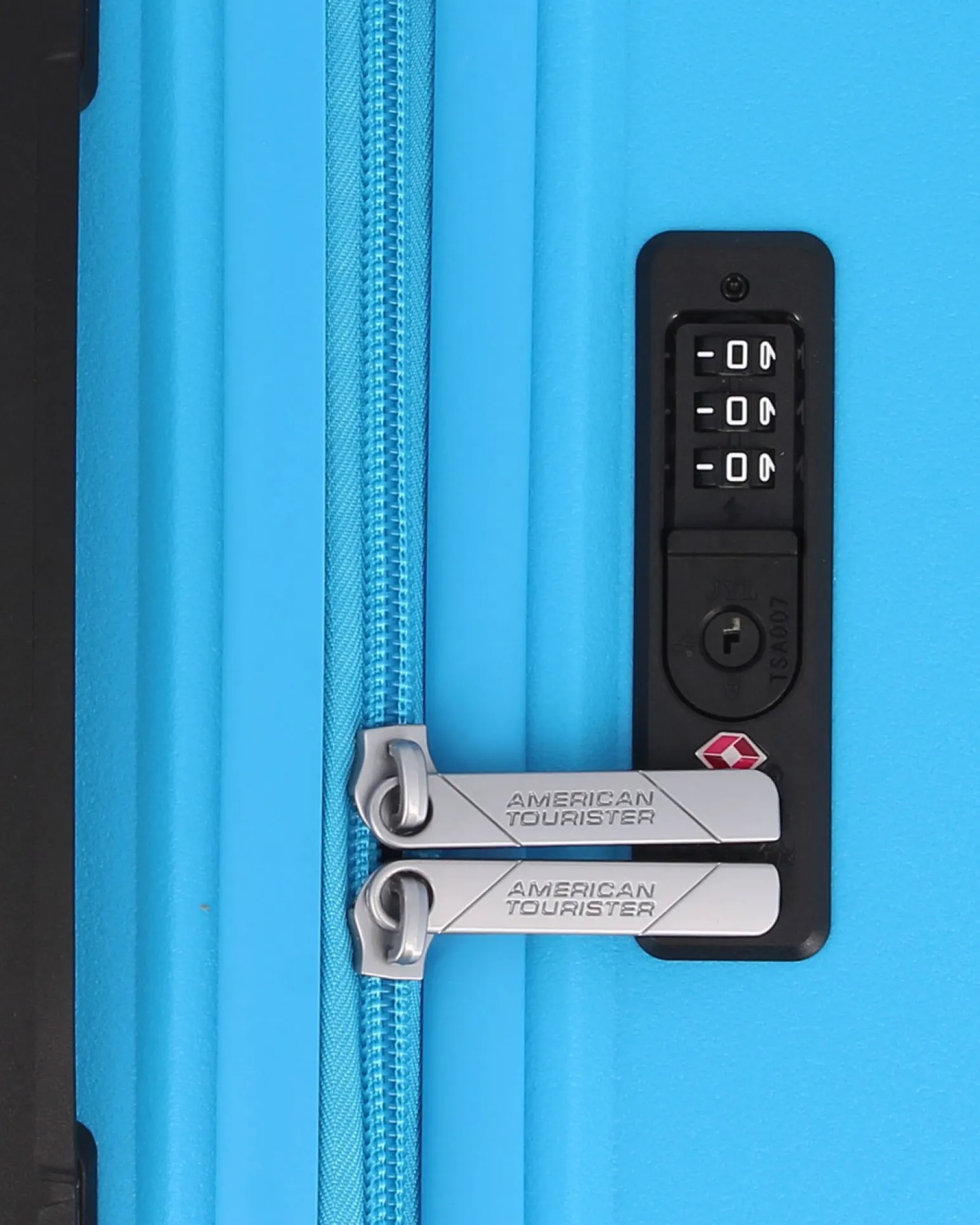 AMERICAN TOURISTER - TROLLEY AZZURRO 4 RUOTE IN ABS CON COMBINAZIONE TSA