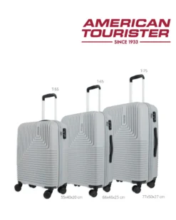 AMERICAN TOURISTER - TROLLEY ARGENTO IN ABS 4 RUOTE CON COMBINAZIONE TSA
