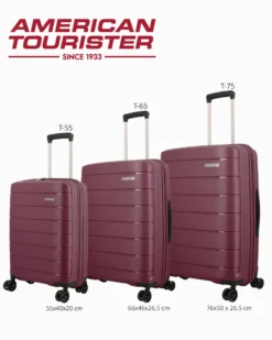 AMERICAN TOURISTER - TROLLEY BORDEAUX 4 RUOTE IN ABS CON COMBINAZIONE TSA