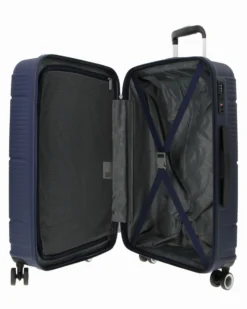 AMERICAN TOURISTER - TROLLEY BLU IN ABS 4 RUOTE CON COMBINAZIONE TSA