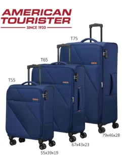 AMERICAN TOURISTER - TROLLEY BLU IN TESSUTO ESPANDIBILE CON LUCCHETTO TSA
