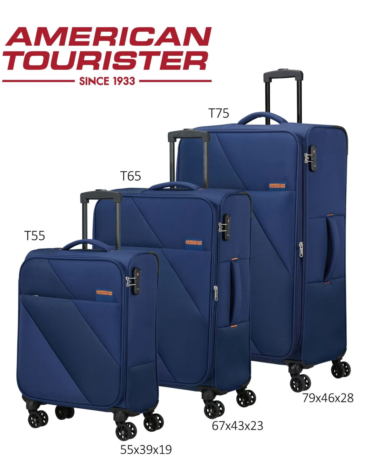 AMERICAN TOURISTER - TROLLEY BLU IN TESSUTO ESPANDIBILE CON LUCCHETTO TSA