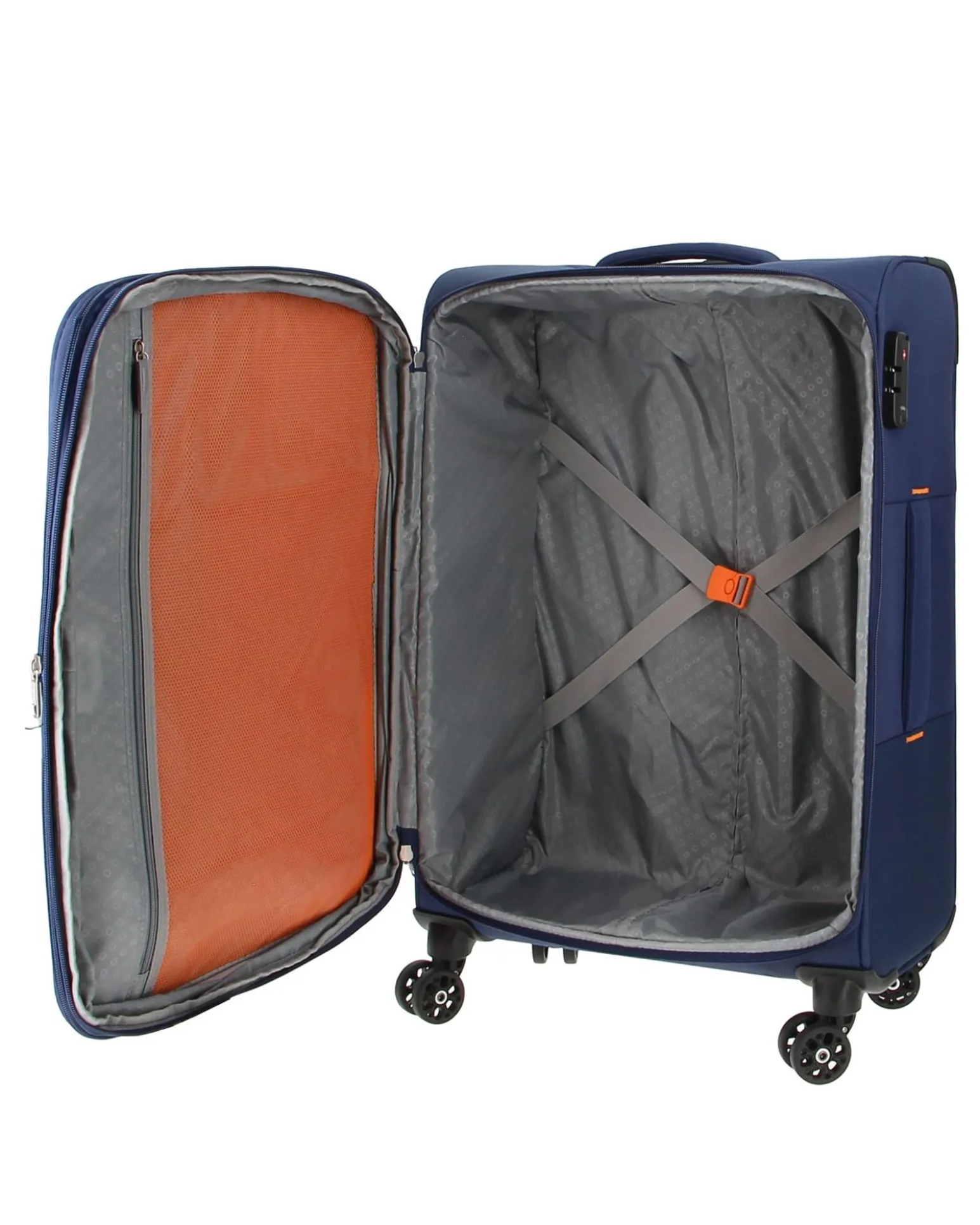 AMERICAN TOURISTER - TROLLEY BLU IN TESSUTO ESPANDIBILE CON LUCCHETTO TSA