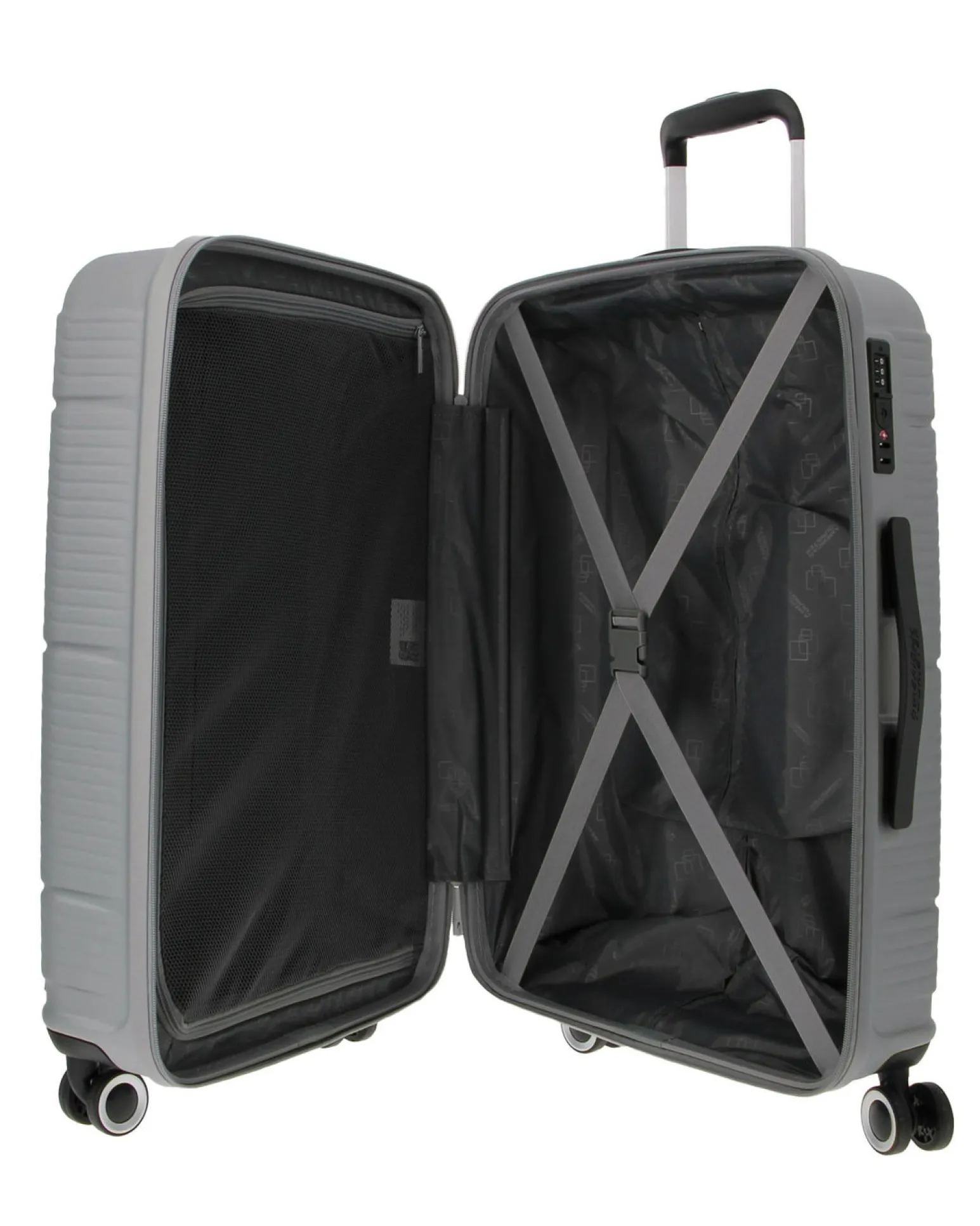 AMERICAN TOURISTER - TROLLEY GRIGIO IN ABS 4 RUOTE CON COMBINAZIONE TSA