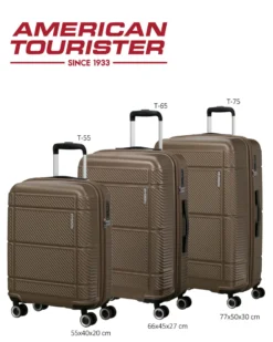 AMERICAN TOURISTER - TROLLEY MARRONE IN ABS 4 RUOTE CON COMBINAZIONE TSA