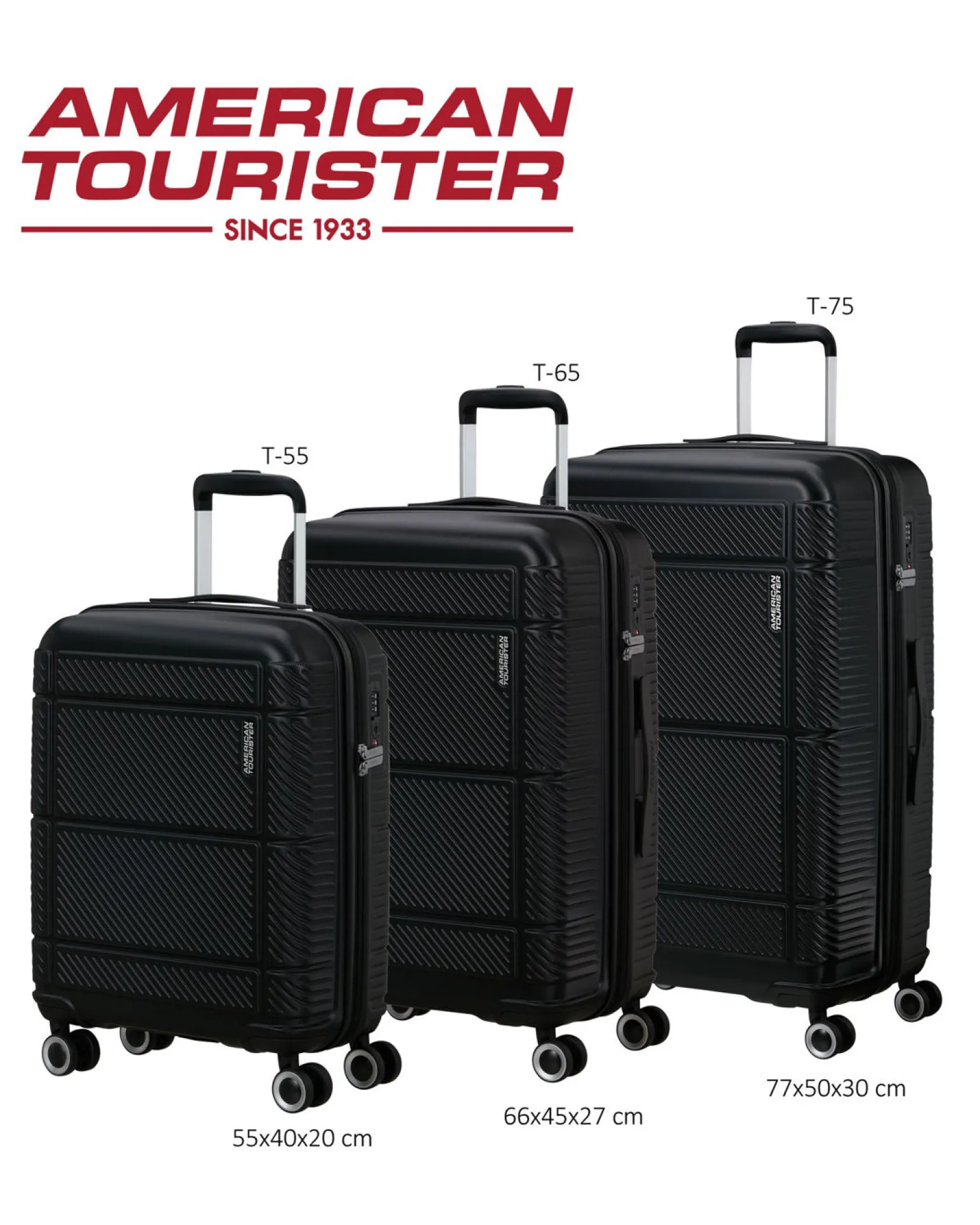 AMERICAN TOURISTER - TROLLEY NERO IN ABS 4 RUOTE CON COMBINAZIONE TSA