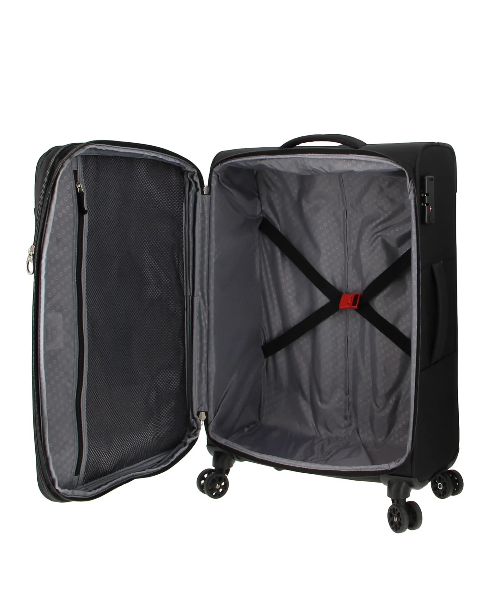 AMERICAN TOURISTER - TROLLEY NERO IN TESSUTO ESPANDIBILE CON LUCCHETTO TSA