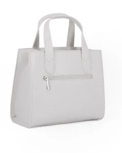 ANNES NICOLE -Borsa due manici grigia con tasca posteriore, tracolla removibile