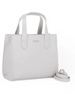 ANNES NICOLE -Borsa due manici grigia con tasca posteriore, tracolla removibile