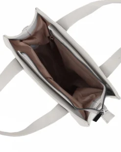 ANNES NICOLE -Borsa due manici grigia con tasca posteriore, tracolla removibile