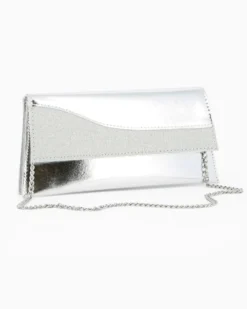 ANNES NICOLE - Pochette argento con due scomparti interni e patta in lurex, MADE IN ITALY