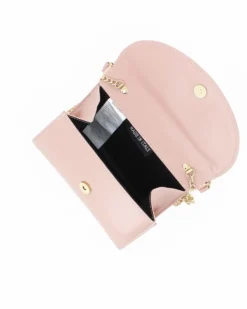 ANNES NICOLE - Pochette carne un manico con patta in vernice e dettaglio catenina, MADE IN ITALY