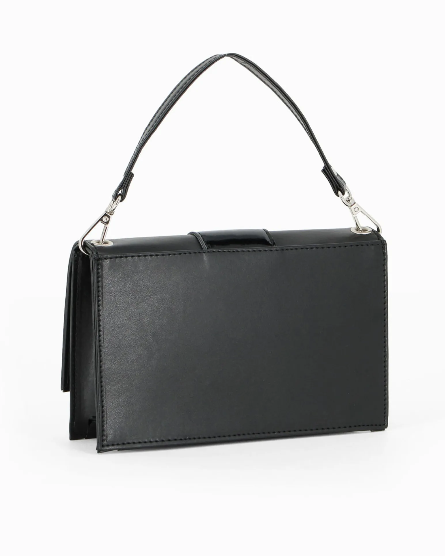 ANNES NICOLE - Pochette nera con patta e tracolla a catenina