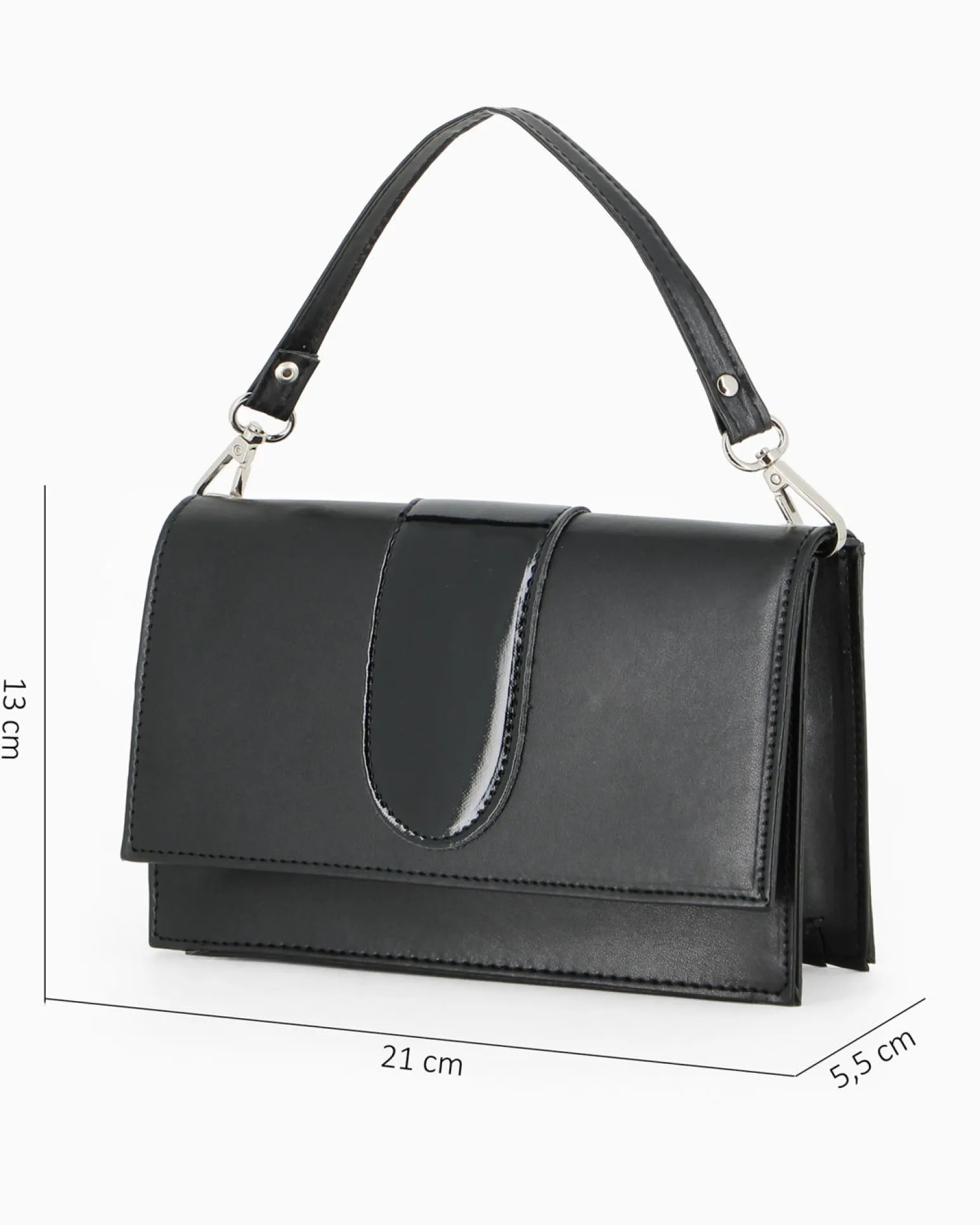 ANNES NICOLE - Pochette nera con patta e tracolla a catenina