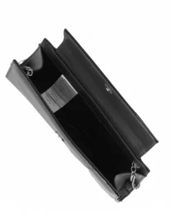 ANNES NICOLE - Pochette nera con inserti in vernice e patta, MADE IN ITALY