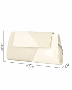 ANNES NICOLE - Pochette panna con inserti in vernice e patta, MADE IN ITALY
