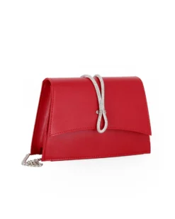 ANNES NICOLE - Pochette rossa con cinturino in strass sulla patta, MADE IN ITALY