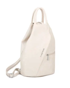 ANNES NICOLE - Zaino beige due manici con doppia tasca frontale e spalline regolabili con zip