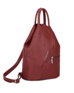 ANNES NICOLE - Zaino rosso due manici con doppia tasca frontale e spalline regolabili con zip