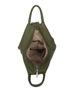 ANNES NICOLE - Zaino verde due manici con doppia tasca frontale e spalline regolabili con zip