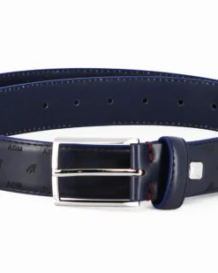 ARMATA DI MARE - Cinta blu loggata con fodera in VERA PELLE