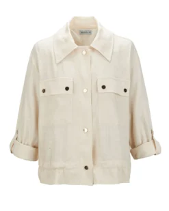 BACHATA - CAMICIA GIACCA BEIGE DA DONNA IN VISCOSA E LINO