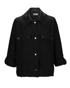 BACHATA - CAMICIA GIACCA NERA DA DONNA IN VISCOSA E LINO