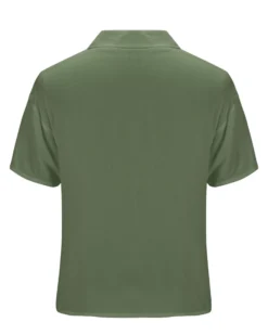 BACHATA - Camicia mezza manica in viscosa verde militare