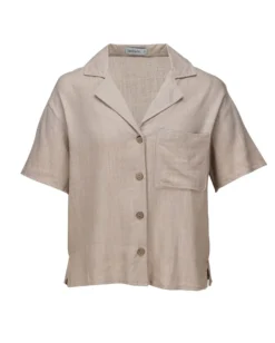 BACHATA - Camicia mezza manica con taschino beige