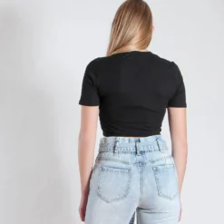 BACHATA - CROP TOP COSTINA MANICA CORTA