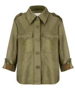 BACHATA - Giacca a camicia scamosciata verde chiaro da donna con tasche