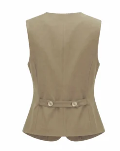 BACHATA - Gilet beige con bottoni