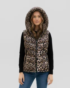 BACHATA - Gilet maculato imbottito con cappuccio