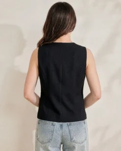 BACHATA - Gilet nero con bottoni