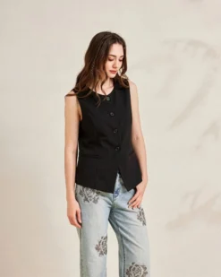 BACHATA - Gilet nero con bottoni