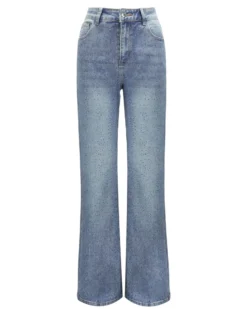 BACHATA - Jeans chiaro wide leg con strass