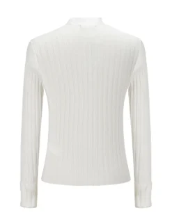 BACHATA - Maglia bianca da donna a manica lunga con collo alto