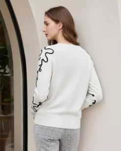 BACHATA - Maglia bianca e nera a manica lunga da donna