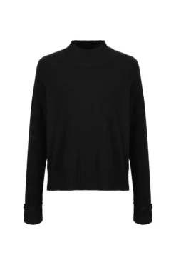 BACHATA - Maglia manica lunga a lupetto nero da donna