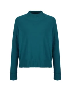 BACHATA - Maglia manica lunga a lupetto ottanio da donna