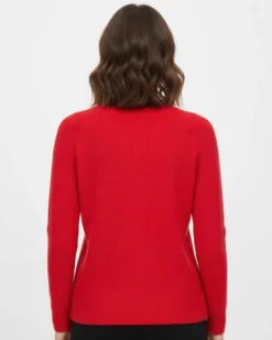 BACHATA - Maglia manica lunga rosso con finti bottoni