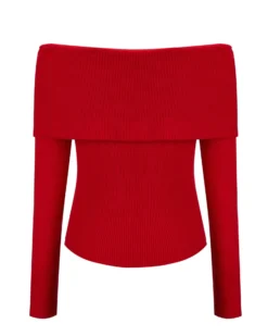 BACHATA - Maglia manica lunga rossa spalle scoperte e zip intera