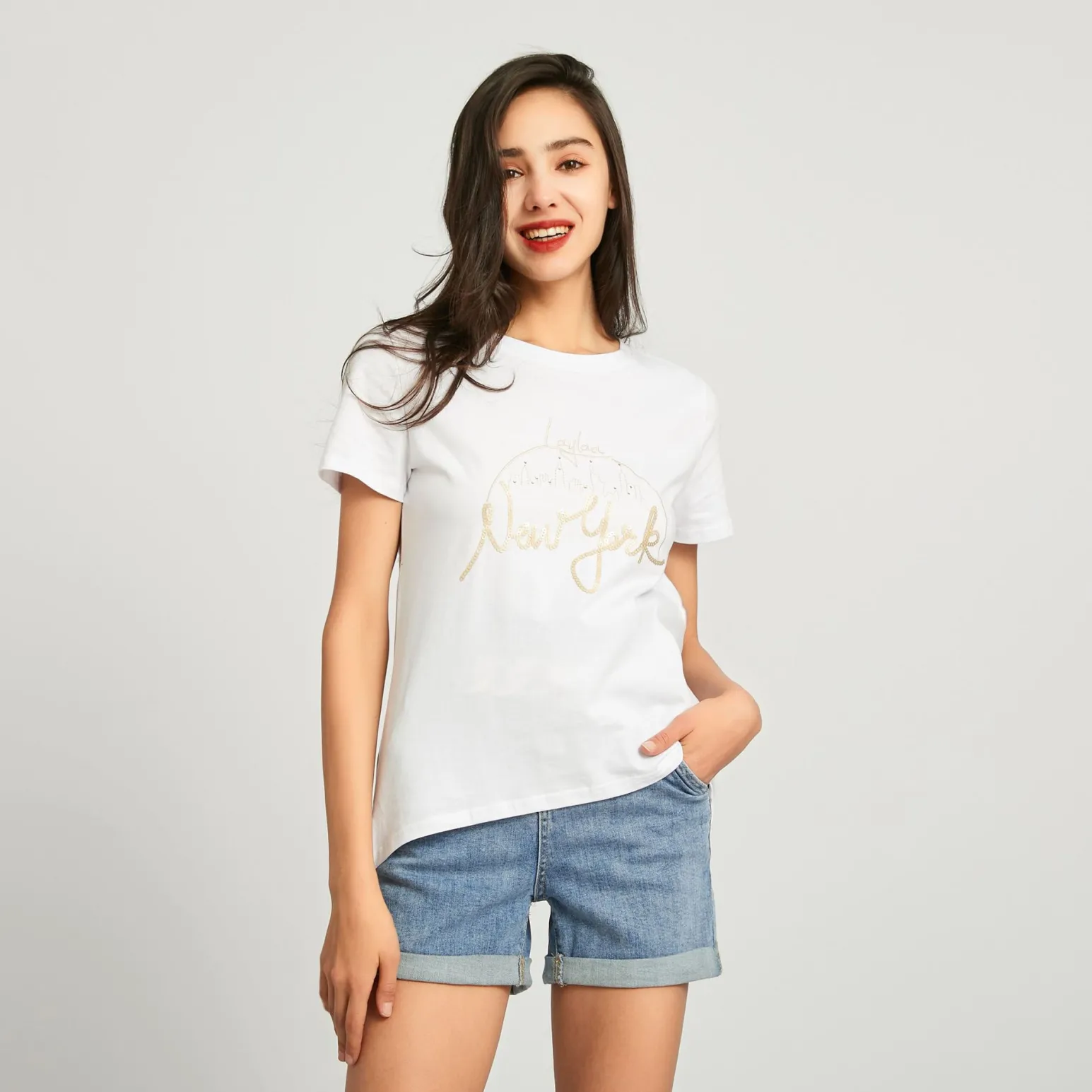 BACHATA - TSHIRT DONNA MANICA CORTA BIANCA
