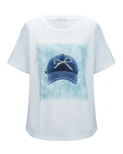 BACHATA - Tshirt manica corta bianca con stampa